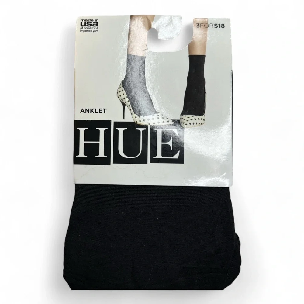 HUE Womens Slouchy Anklet Socks Black One Size Fits Most‎